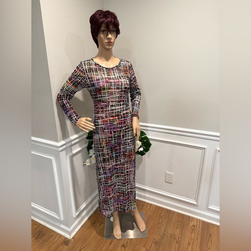 Multicolor Long Sleeve Swim Coverup